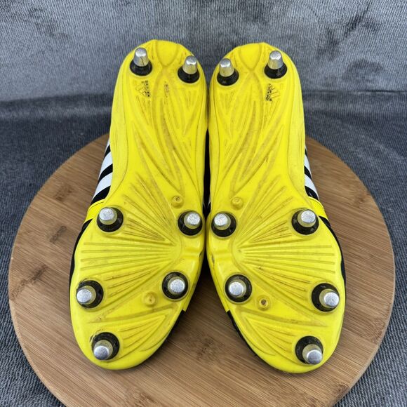 Adidas Mens Rugby FF80 Size 9 Cleats Black Yellow Soccer Boots FG Metal Spikes - Picture 7 of 10
